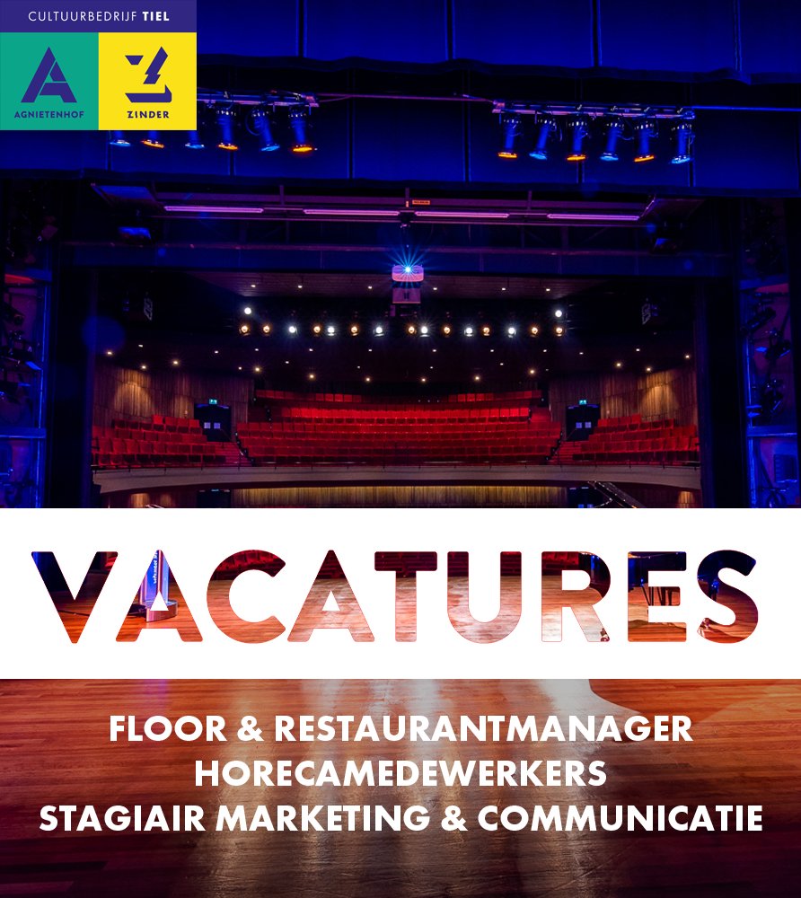 Agnietenhof (@agnietenhof) on Twitter photo Kom jij werken bij Schouwburg & Filmtheater Agnietenhof en cultuurgebouw <a href="/ZinderTiel/">Zinder Tiel</a>? Er zijn verschillende vacatures. Bekijk ze via de website en stuur je motivatiebrief en CV naar ons toe!
agnietenhof.nl/info/agnietenh…
#vacature #vacaturetiel Kom jij werken bij Schouwburg & Filmtheater Agnietenhof en cultuurgebouw <a href="/ZinderTiel/">Zinder Tiel</a>? Er zijn verschillende vacatures. Bekijk ze via de website en stuur je motivatiebrief en CV naar ons toe!
agnietenhof.nl/info/agnietenh…
#vacature #vacaturetiel