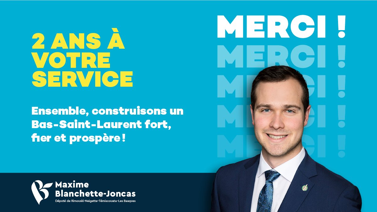 MBJDepute's tweet photo. Il y a déjà deux ans, j’ai accueilli avec humilité l’honneur que vous m’avez fait en m’accordant l’opportunité de porter votre voix au Parlement d’Ottawa.
Fier de servir les gens de chez nous! ⚜️
#Rimouski #RimouskiNeigette #Témiscouata #LesBasques #PolCan #BlocQc https://t.co/zGbZtW7mti