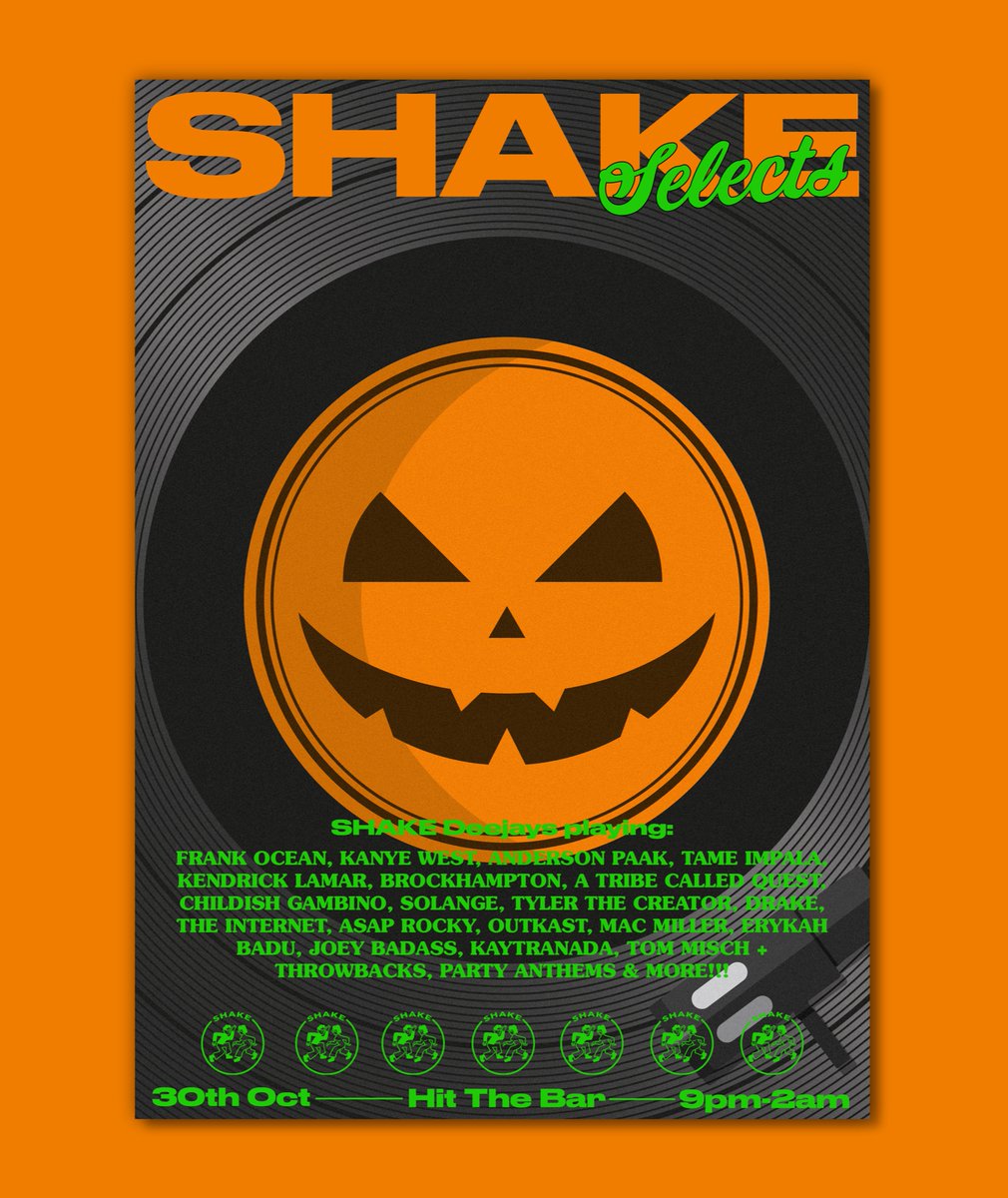 🎃 SHAKE SELECTS ~ HALLOWEEN 🎃
Saturday 30th October @ HIT THE BAR…