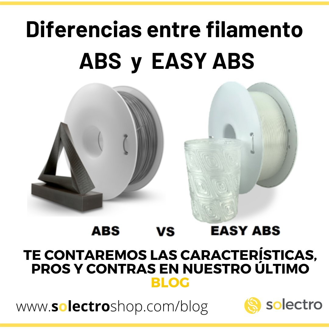 Existen muchos tipos de filamentos para impresoras 3D según las propiedades del material, como los ABS y su versión “Easy”. 

☀️¿Qué diferencia hay entre #ABS y #EasyABS? ¿Cuál escojo? 

➡️ solectroshop.com/es/blog/difere…

#solectro #fablab #makerespaña #arduino #fiberlogy #filamentoabs