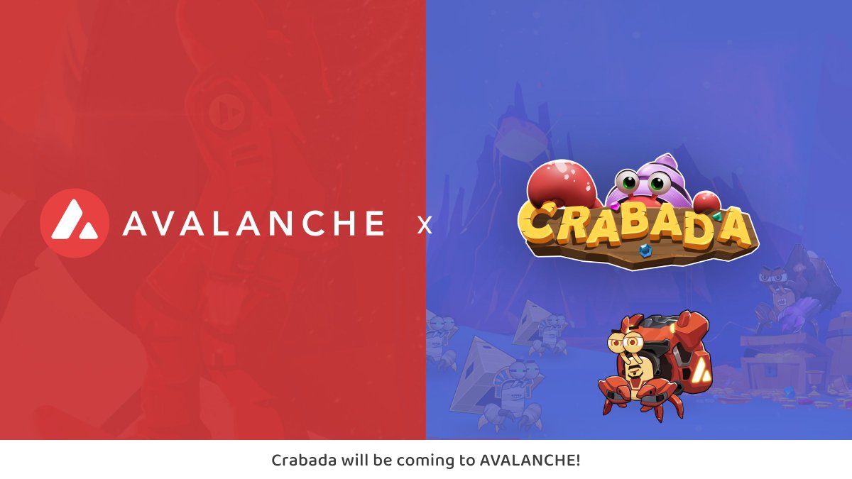 Crabada (🦀,🦀) 🔺 (@playcrabada) on Twitter photo 4/4          🦀
               🦀🦀
            🦀🦀🦀
         🦀🦀🦀
      🦀🦀🦀       🔺
   🦀🦀🦀       🔺🔺
🦀🦀🦀       🔺🔺🔺
Finally..! 
We're proud to officially announce that Crabada will be coming to #Avalanche🔺🔥!
Are you ready for the #Crabalanche?! 4/4          🦀
               🦀🦀
            🦀🦀🦀
         🦀🦀🦀
      🦀🦀🦀       🔺
   🦀🦀🦀       🔺🔺
🦀🦀🦀       🔺🔺🔺
Finally..! 
We're proud to officially announce that Crabada will be coming to #Avalanche🔺🔥!
Are you ready for the #Crabalanche?!
