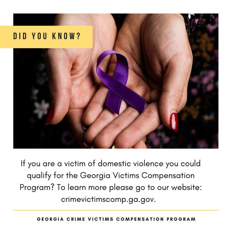 gacjcc's tweet photo. #DYK if you are a victim of #domesticviolence you could qualify for the Georgia Victims Compensation Program? #DVAM21 #VictimsComp #CJCC
Learn more: https://t.co/dz1EVza7qA https://t.co/rTBSCVJb9k