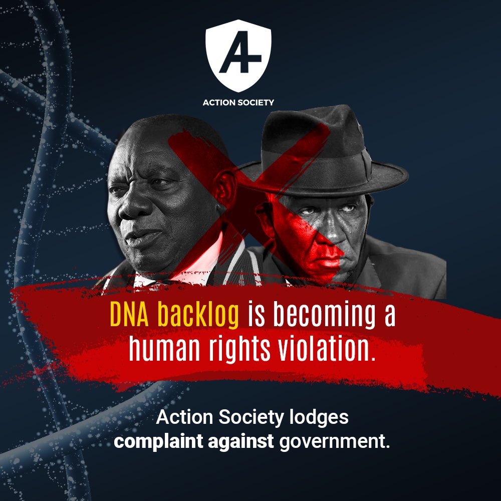 ActionSocietySA's tweet image. Action Society has lodged a complaint at the @PublicProtector against @GovernmentZA for their failure to sort out the #DNAbacklog.

To add your name to the complaint and support voiceless victims, visit actionsociety.co.za/dna-backlog-pu… #DNABacklog
#CeleMustGo #NoDNANoJustice