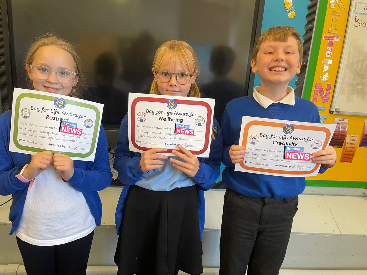 Wheeler_PS's tweet photo. ⭐️5T⭐️
Well done to this half term’s bag for life winners #bagforlife #rebeccaresponsibility #rosaresilience #ronnierespect #charliecreativity #wendywellbeing https://t.co/8TPyL3x2w1