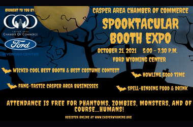 FordWYCenter's tweet photo. Tonight is the Chamber Spooktacular Booth Expo from 5-7 pm. Come dressed as yourself, a witch, or maybe even a ghost. Fun, witches brew &amp; some tasty snacks. Come prowl Casper Area businesses for some ghoulish fright &amp; rank the most creative costumes &amp; booths. Free admission. https://t.co/PysCWFtaUB