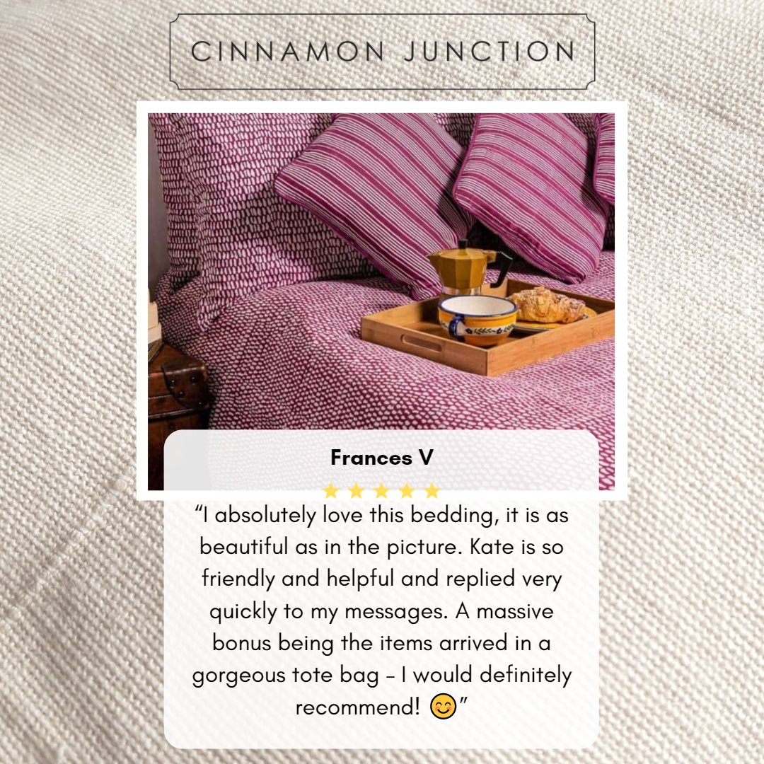 Have you tried our bedding? Knowing that it is ethically produced is sure to help you sleep soundly ♥ cinnamonjunction.com/product-catego…
#CinnamonJunction #SlowFashion #EthicalFashion #WhoMadeMyClothes #TestimonialThursday