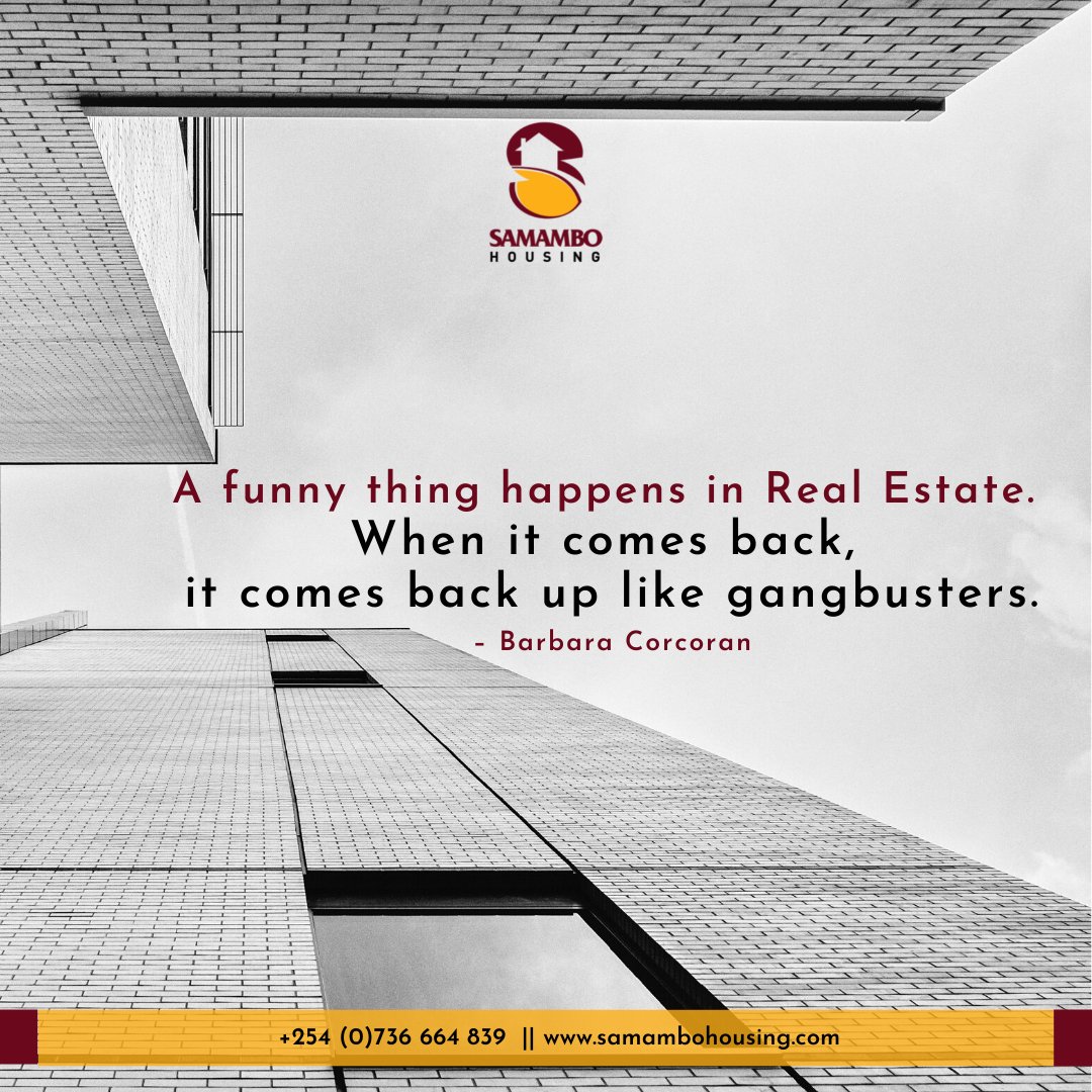 SamamboHousing's tweet photo. A funny thing happens in Real Estate.
When it comes back, it comes back up like gangbusters.
– Barbara Corcoran.
https://t.co/u94MJjL3Tl
#samambohousing #realestate #land #home #build #survey #investment #rent #own #deals #Expert #tbt #ThursdayThoughts https://t.co/CfRU1jex6n
