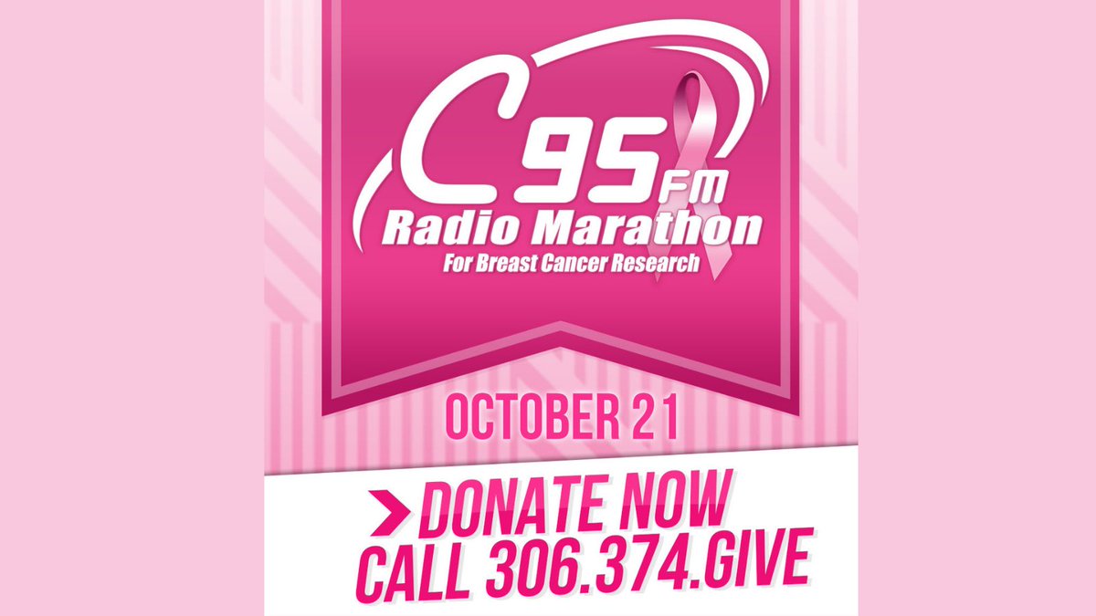 C95's tweet image. Today is the day we all come together for C95 Radio Marathon for Breast Cancer Research! 💞 With our proud partner @MidwestLaserCen. We will be collecting donations all day and don’t forget, @camecocommunity is matching donations up to $50,0000! 🙌