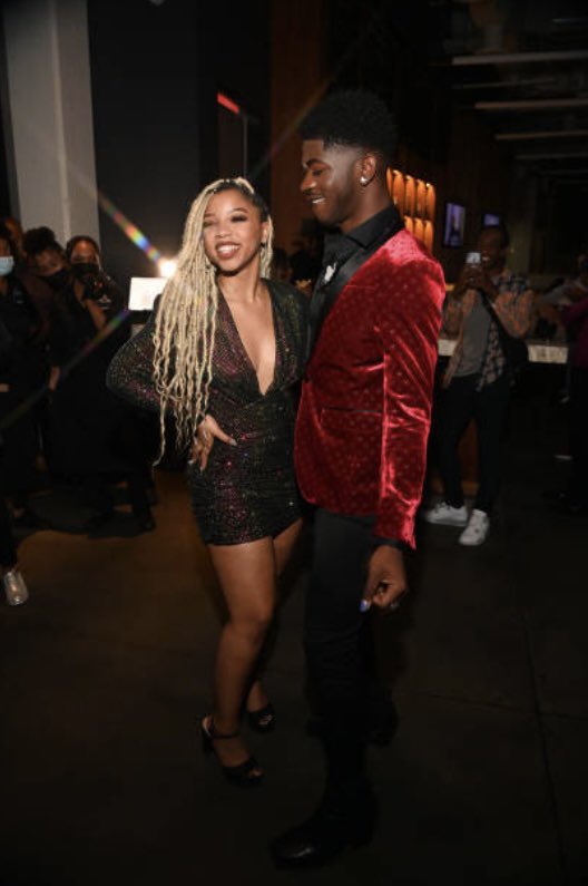 lilnasxmajor's tweet photo. Lil Nas X &amp; Chloe Bailey at the MONTERO Event last night. https://t.co/kauB7xQkjX