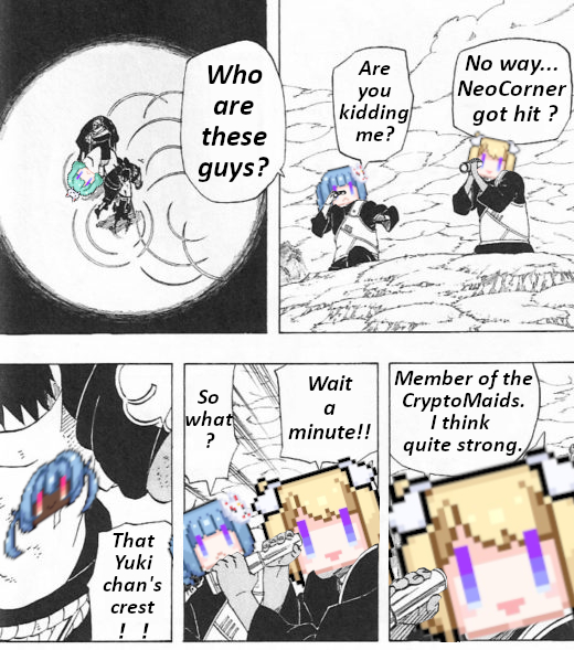 enkeaki's tweet photo. "Wait a minute!!"
"So what?"
"That Yuki-chan's crest!!"
#NFTGiveaway
#CryptoMaidsMeme https://t.co/GMQt98Y890