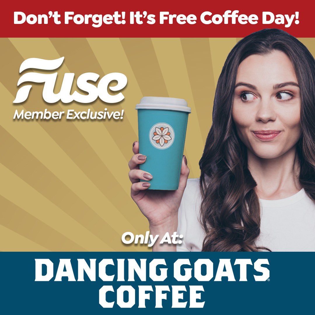 Start today with a FREE cup of coffee on us! Just mention the phrase “BrewsOnFuse” at your local Dancing Goats Coffee Bar location between 8-10am this morning. 

We hope to see you soon at one of the Dancing Goats locations in Buckhead, Decatur, Ponce City Market or Midtown! ☕️
