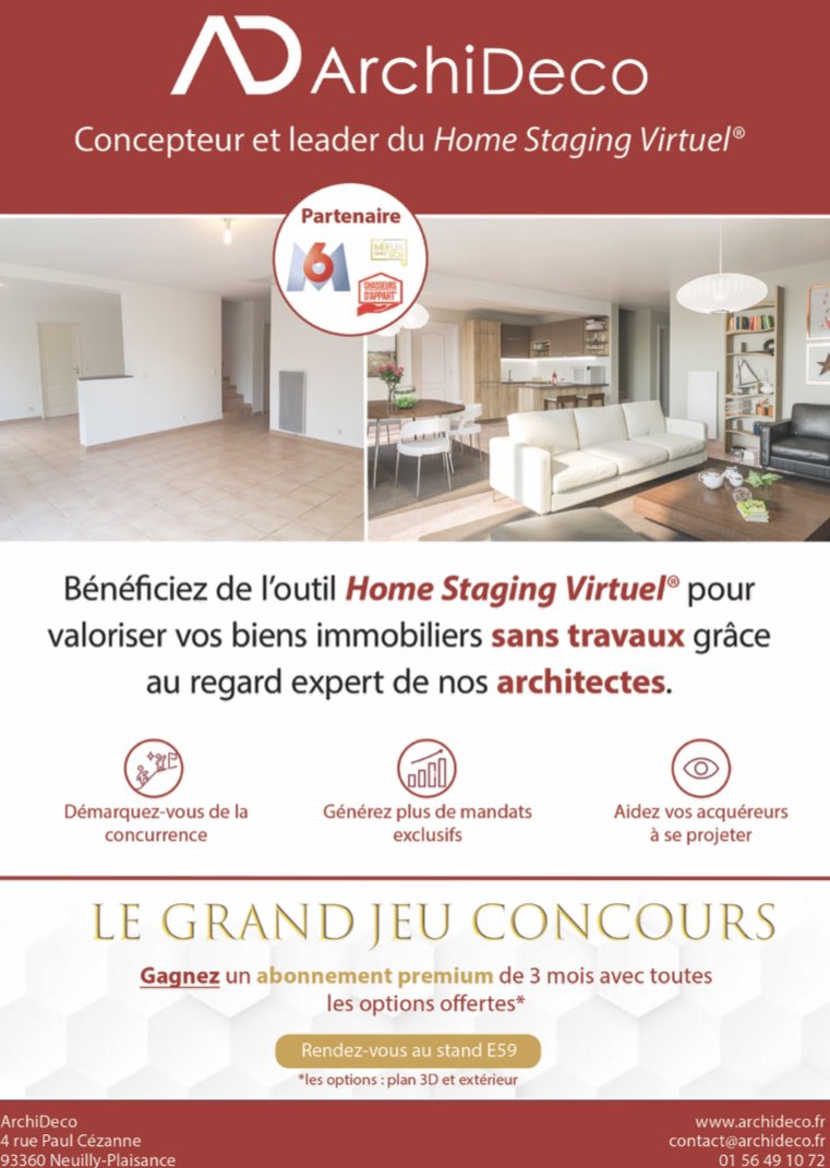 (JEU CONCOURS) : Gagnez un abonnement premium de 3 mois ! 🌟 

Pour gagner : 
-Rendez-vous sur les réseaux sociaux ArchiDeco
-Directement au <a href="/salonrent/">Salon RENT</a>  en déposant votre carte de visite ➡️ StandE59 

Bonne chance 
#archideco #JeuConcours #standE59