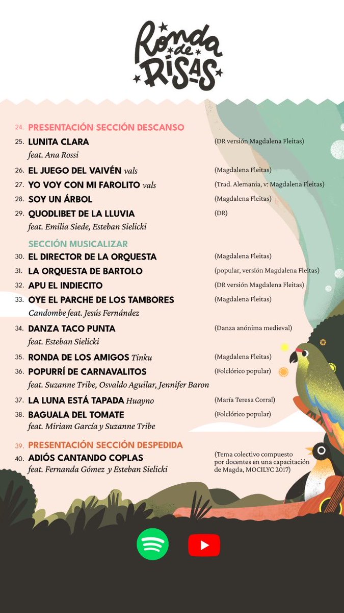 🏵NUEVO DISCO🏵
“Ronda de Risas - El Cancionero” es una celebración del folclore infantil de todos los tiempos que invita a jugar por jugar y cantar por cantar, desde las infancias para toda la comunidad
🧡 Podes encontarlo en youtube, spotify y todas las plataformas digitales