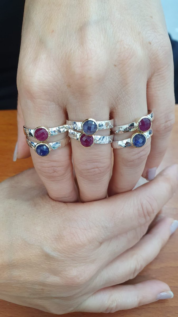 Handmade silver and gold rings with sapphire and Ruby yaronmorhaim.com/index.php/prod…