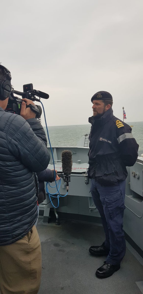Another busy day of @FOST training for sailors on board @HMSPortland with gunnery, firefighting and damage-control exercises – with a bit of media training thrown in! #TrainHardFightEasy #WorldClassWorldWide @RoyalNavy