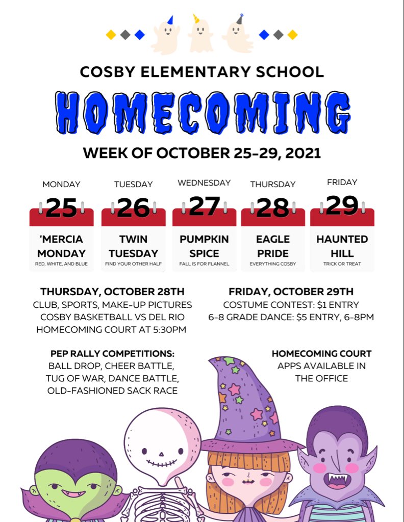 CosbyEagles's tweet photo. Thank you for your help keeping students in school this week. We’ve had our best week of attendance all year! Don’t forget students are not in school tomorrow and next week is Homecoming. We can’t wait to celebrate a great first nine weeks! https://t.co/4a2RApELHT