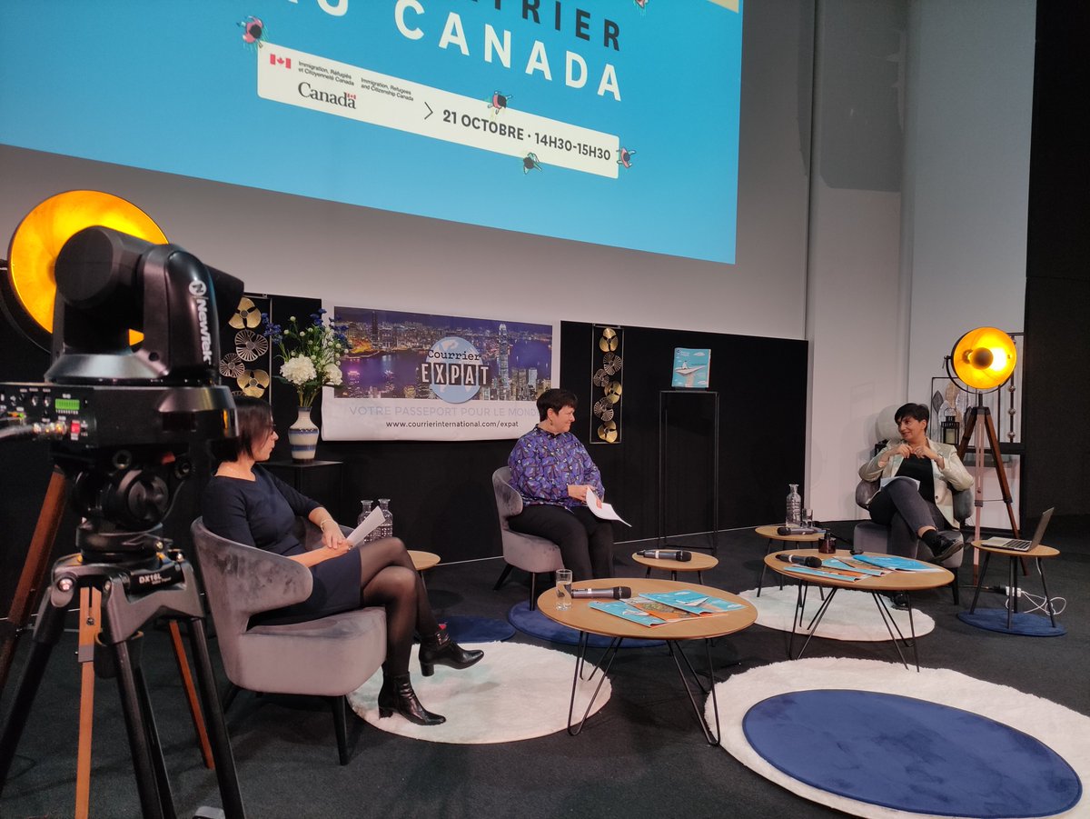 courrierexpat's tweet photo. 🇨🇦 C'est parti pour le premier échange de cet après-midi : s'expatrier au Canada.

Louise Van Winckle et Sophie Auger de l'@AmbCanFrance répondent aux question d'@ingridtherwath. #ForumExpat 

Le direct : https://t.co/2FD4tAsPEL https://t.co/7CV0f0dN0D