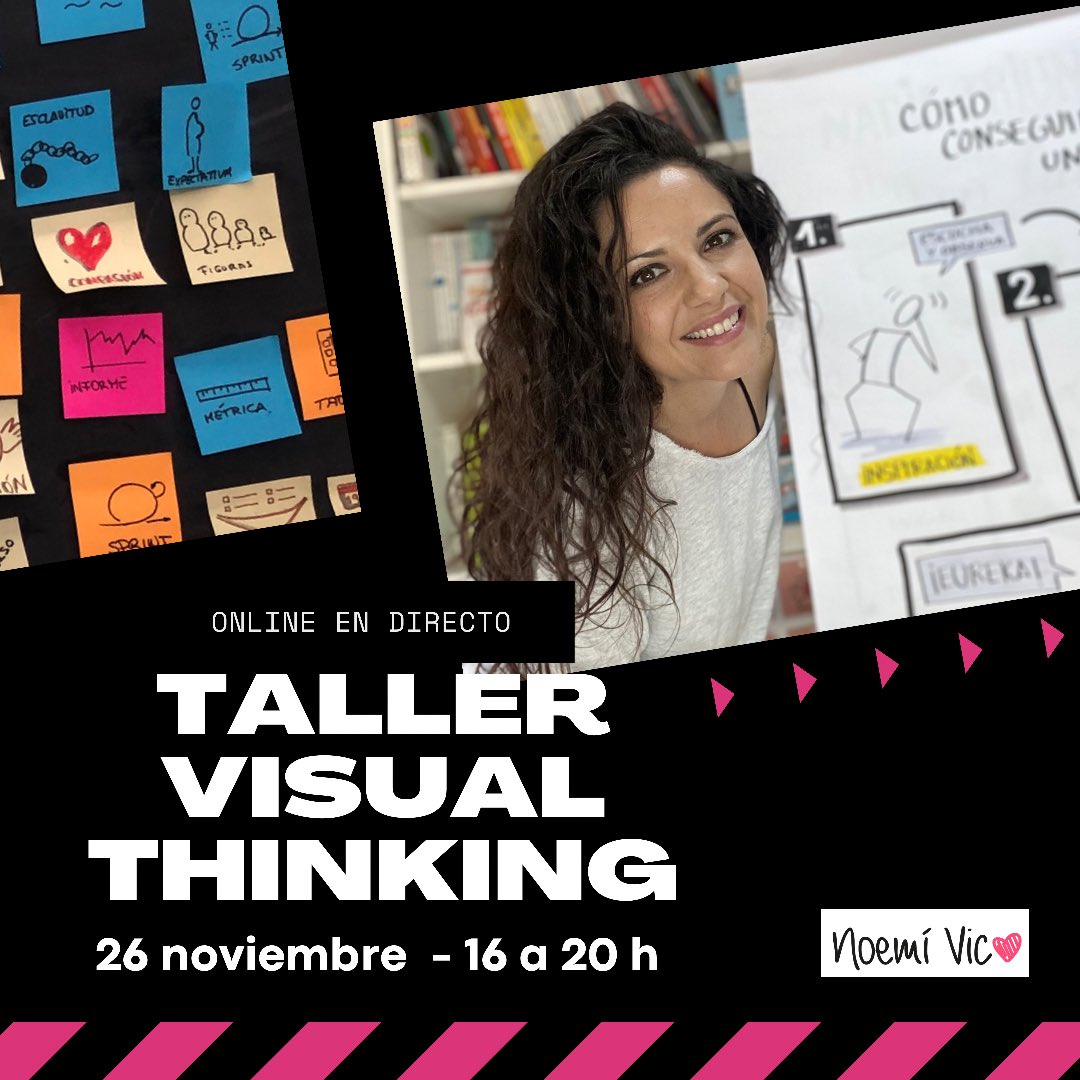 _TIRURIRU_'s tweet photo. 🗓 ¡TALLER #VISUALTHINKING el 26 noviembre! (ed. 21)
🌍 Online para cualquier lugar del mundo 
⏰ 16 a 20h española
🖍 Aprenderás elementos básicos, trucos y plantillas
💡 No es necesario saber dibujar
🎁 PROMO 20% hasta 19/11
📩 Info: https://t.co/ih96ftBVyw https://t.co/cHxHUMCxiG