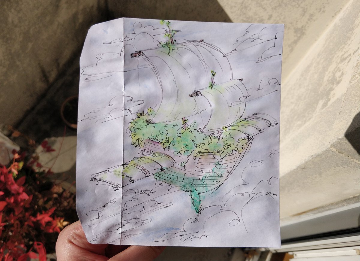 Groonia_Draw's tweet photo. Hey au fait voilà mon Voilier volant (vert) du #Nyoctober de la semaine dernière ☁️ https://t.co/iT5Wd2ztxS