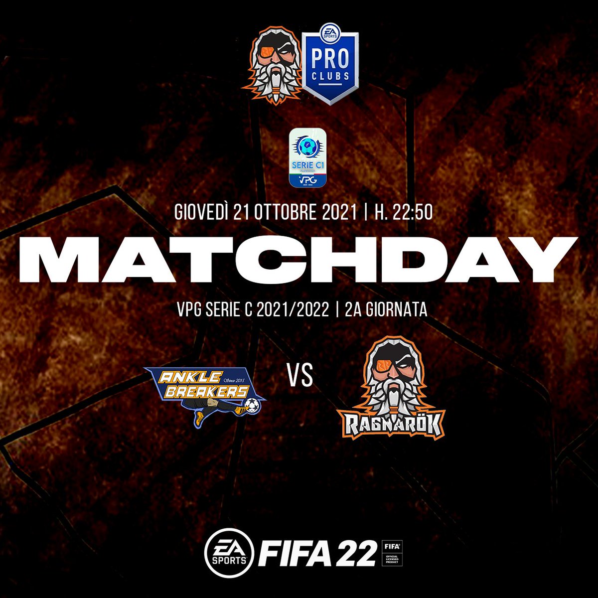 ⚽| MATCH DAY

🏆 | @VPG_ITALY  
🗒️  | 2A Giornata
🆚 | <a href="/AnkleBreakers0/">Ankle Breakers</a> 
🕚 | 23:00 PM
🔄| <a href="/OfficialVPG/">Virtual Pro Gaming</a> 
 
📺 | twitch.tv/ragnarokmultig…

🔥🔥🔥#TIDENERINNE🔥🔥🔥