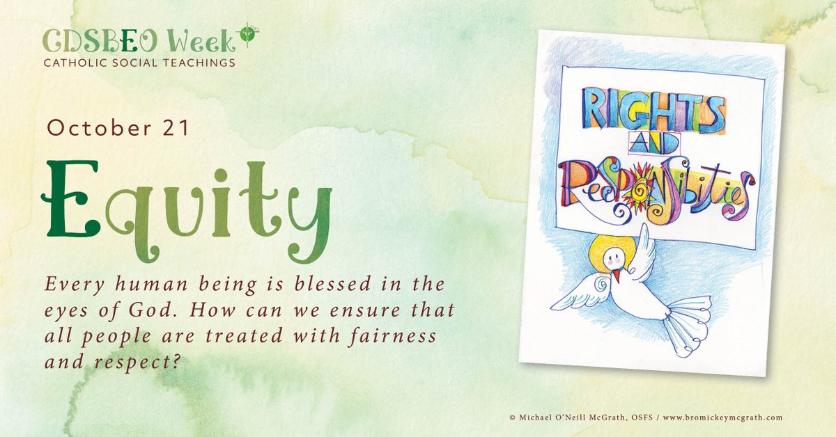 CDSBEO's tweet photo. Every human being is blessed in the eyes of God. How can we ensure that all people are treated with fairness and respect?
CDSBEO Week 2021-2022 continues throughout our schools, with today partly devoted to “Equity.”
#IBelongHereCDSBEO #CDSBEOFaith #CDSBEOWeek https://t.co/tr3e9oRXqj