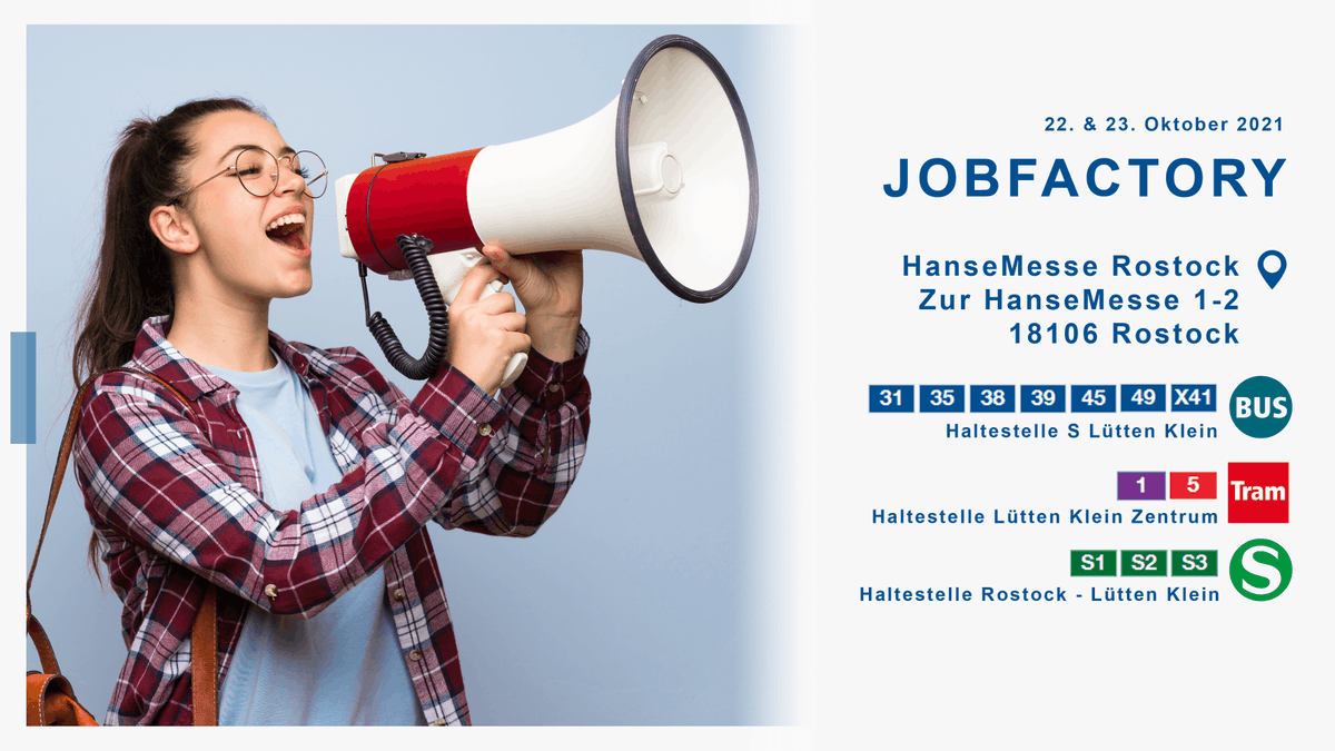 rsag_rostock's tweet photo. 📌Die #RSAG ist am Freitag und Samstag bei der #Jobfactory in der #Hansemesse Rostock. Mit Bus und Bahn bringen wir Sie in Richtung Zukunft. 🚋 Erfahren Sie mehr über unsere Ausbildungsberufe und Stellenangebote. Weitere Infos: https://t.co/irQzV6LGxx https://t.co/MON8HEHfsr