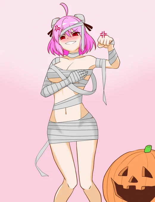ハロウィンも近いから普段から右腕に包帯巻いてる華扇チャンに包帯ミイラのコスプレをしてもらおうと思ったら予算不足で布が少なくなりました、仕方が無いね。「トリックオアトリートって言っても誰もお菓子くれなかった」と説教されました。 