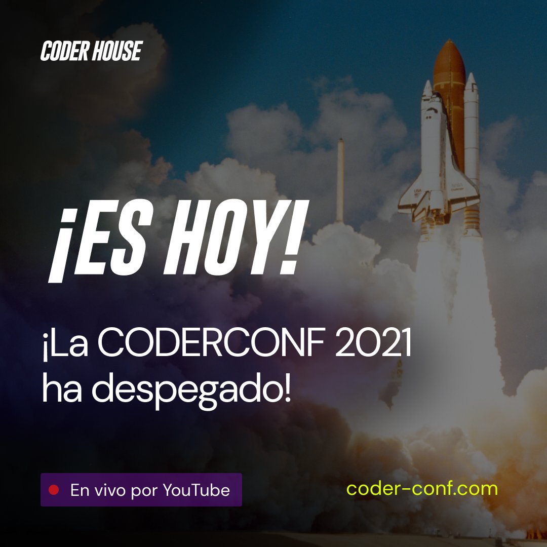 coderhouse's tweet photo. ¡La #CoderConf 2021 ha despegado! 🚀 No te pierdas un solo segundo 🔥

Ingresa a nuestro canal de YouTube  para disfrutar de un espectacular evento online en vivo, con participantes de todas partes de Latinoamérica 👨‍🚀👩‍🚀

¡Que comience el viaje! 🤩

https://t.co/xDQezEzraP https://t.co/3apzxEFOqn