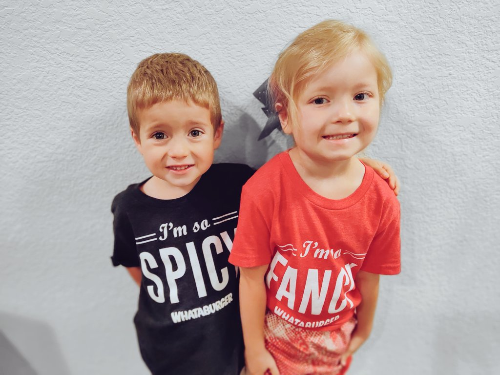 These <a href="/Whataburger/">Whataburger®</a> shirts fit these two perfectly in size and attitude. We are blessed with both fancy and spicy in our family!
