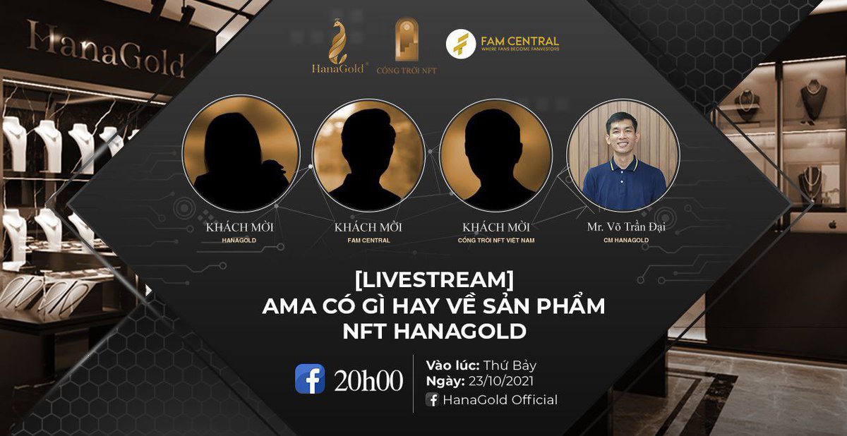 🌈[LIVESTREAM] WHAT IS AWESOME ABOUT NFT HANAGOLD🌈
 ⏰20h-20h45 Saturday, October 23, 2021 - Livestream on HanaGold Official Fanpage
 Let's see what products HanaGold will produce when applying NFT to the jewelry industry?

More: bit.ly/AMA-HNG-2310