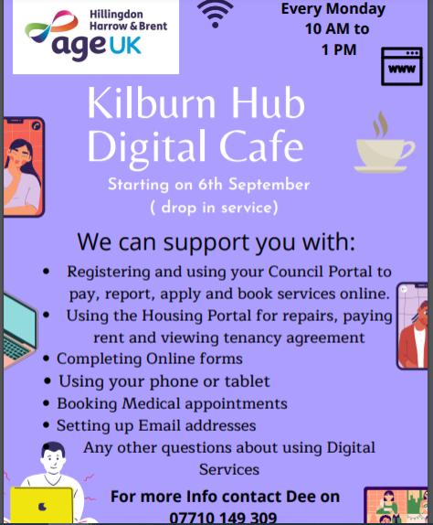 BcanInfo's tweet photo. Kilburn Hub Digital Cafe    helping residents get online and access their essential services  @CVSBrent https://t.co/5Z6MDzv1iQ