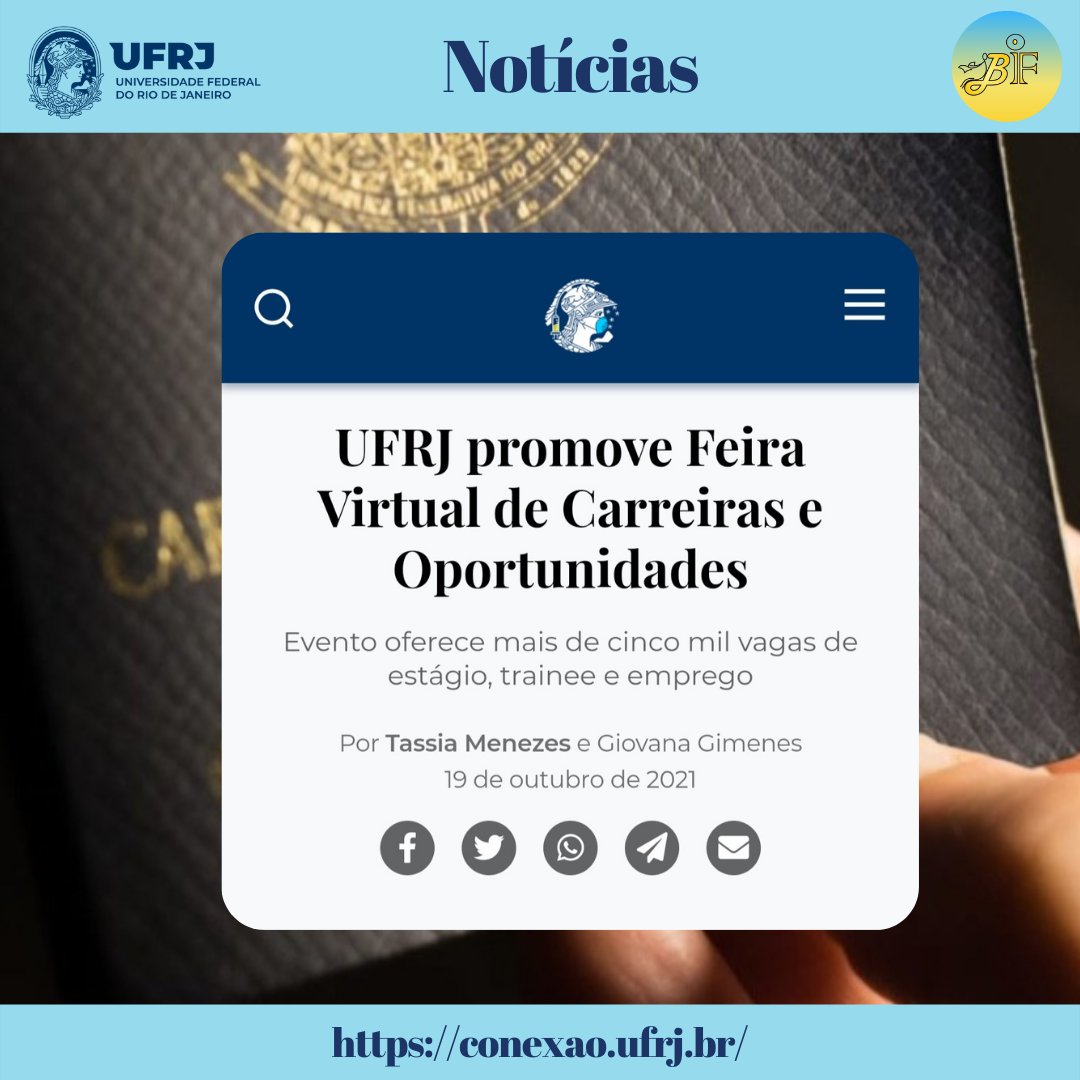 BibliotecaIF's tweet photo. 🌟UFRJ promove Feira Virtual de Carreiras e Oportunidades
🔗Acesse a notícia na íntegra em: https://t.co/ZHYXoKCHw7
🔗Para participar da feira virtual acesse: https://t.co/jN0BteDJ2Q
#UFRJ #Vagas #FeiradeCarreiras #FeiraVirtual #VagasdeEmprego #VagadeEmprego #BibliotecaIF https://t.co/aoBssMjTNJ