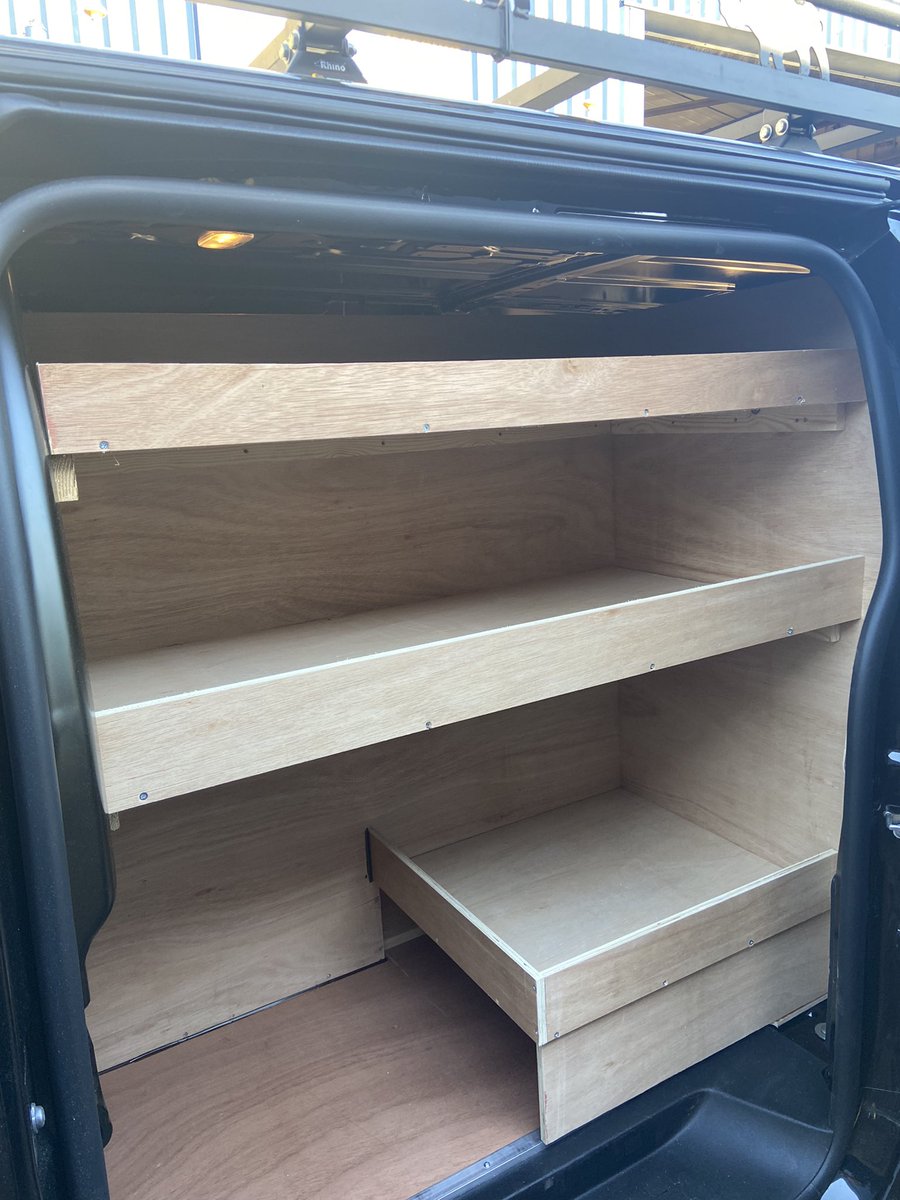 unitedvanliners's tweet photo. More bespoke ply shelving work completed yesterday for a happy customer including Roof Rack &amp; Side Mounted Pipe Tube. 
#plyshelving #custombuilt https://t.co/hG12O5A8Ej