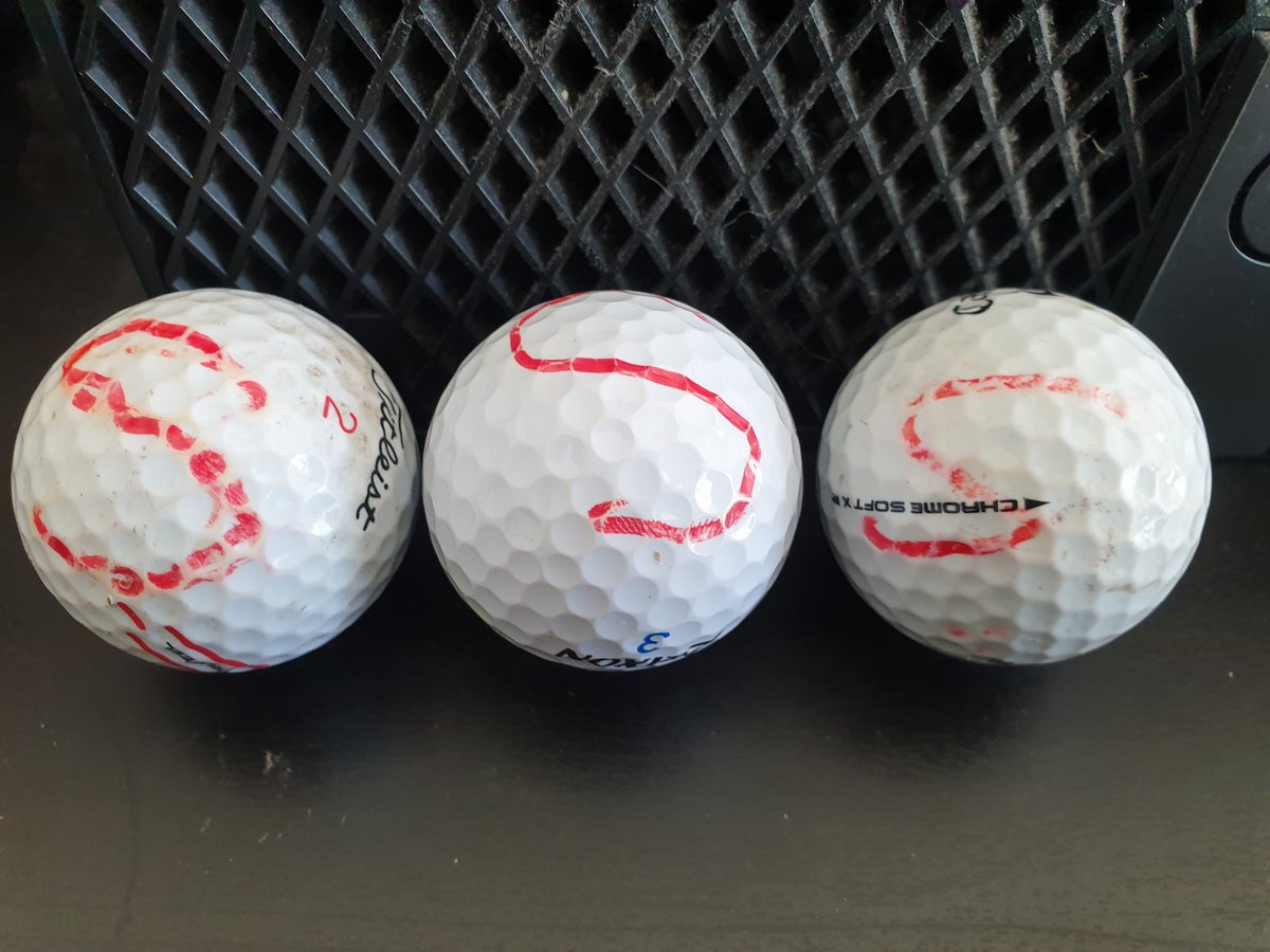 delameregolf's tweet image. We found these 3 balls close to the water&apos;s edge below the 16th tee. Which of our members is deploying this highly imaginative approach to the 5th green? #coursestrategy