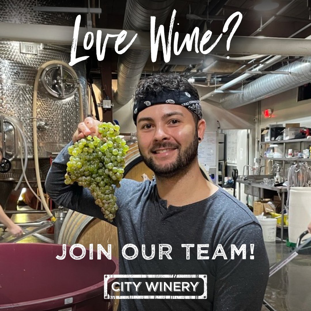 Our team is crushing it during harvest season! 🍇 Pursue a career at City Winery and join an opportunity to explore your love for wine & learn about the winemaking process. Check out available roles and apply online: bit.ly/2Nn4Fw7