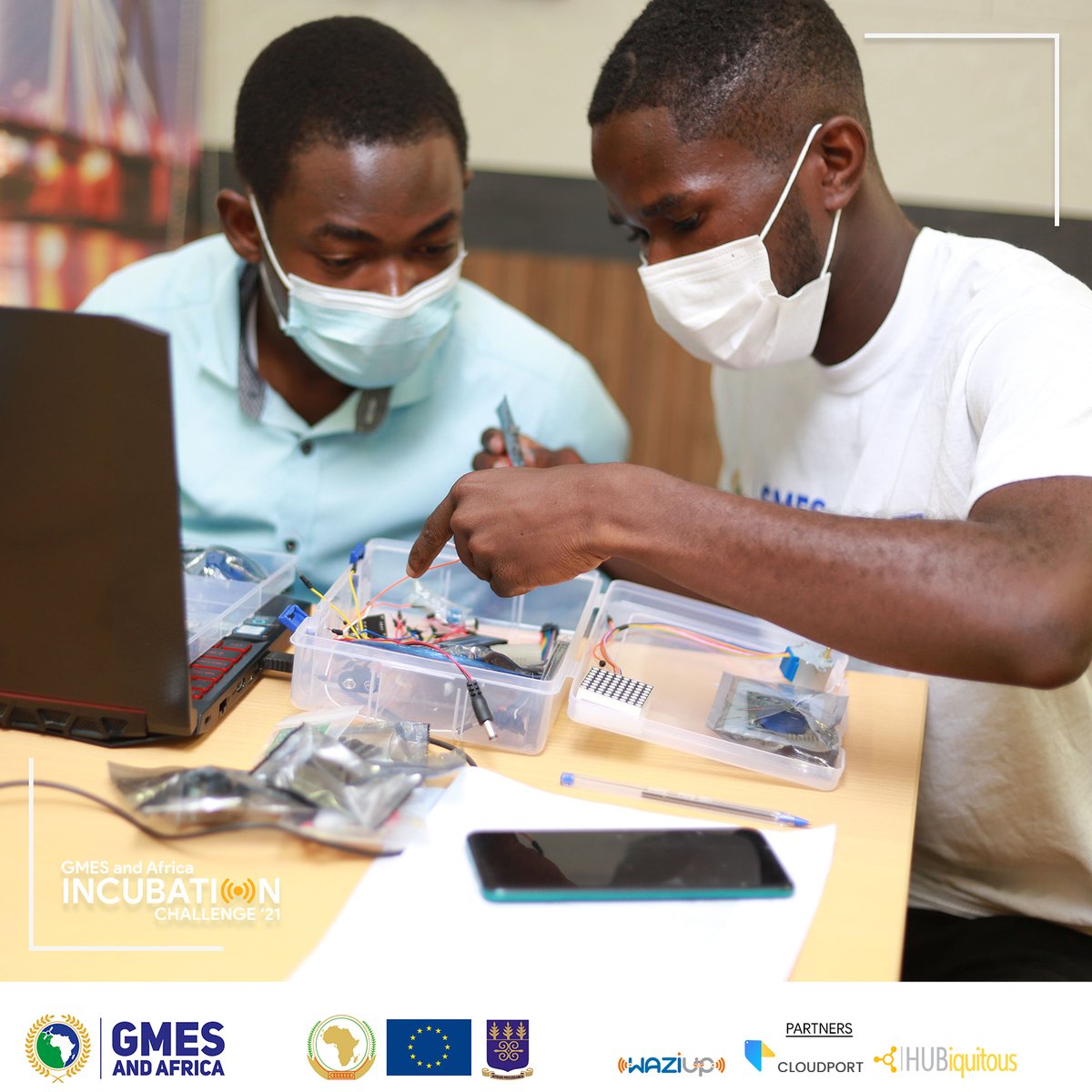 cloud_port's tweet photo. Today we go again. Our Participants are hard at work on their prototypes for the Incubation Challenge.
#GMESandAfricaIncubationChallenge21 @waziupIOT @ug_gmes #innovation #code #ai #developer #iot https://t.co/UhHtgHrK67