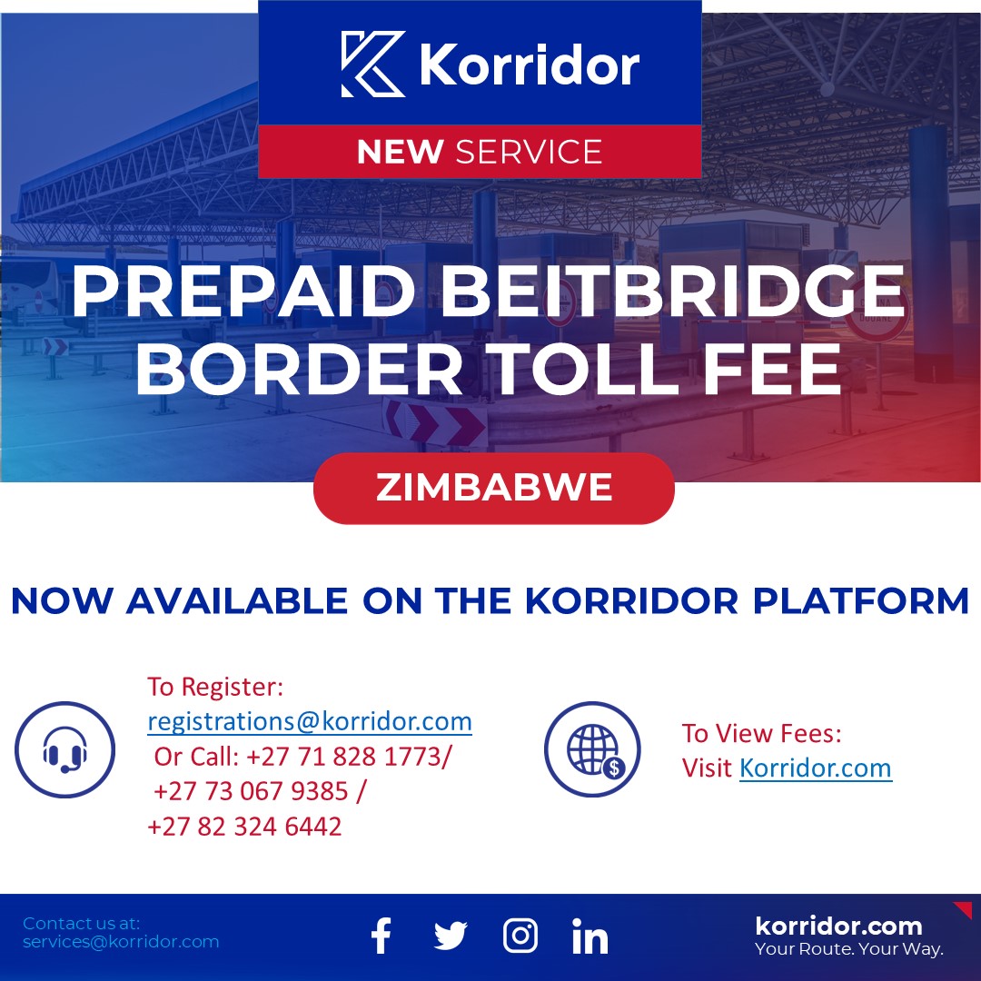 Prepaid Beitbridge Border Toll Fee, now available on the Korridor platform.
#Technology #Logistics #Transport #Transportation #Freight