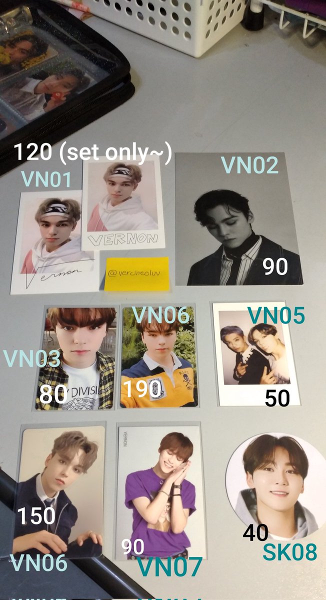 vercheoluv's tweet photo. wts/lfb/ph only/help rt 
>mostly vernon cards 

-VERNON CL 2020 POLA (set only)
-VERNON SG 2021 POSTCARD 
-2019 SG PC 
-AN ODE THE POET PC
-VERSHUA 2016 SEC POLA 
-FALLIN FLOWER REGULAR PC
-IDEAL CUT TC 
-KWAN CIRCLE 

•see pic for the price 
•take all for 800 

-QRT + CODE https://t.co/jfbKKlkSAh
