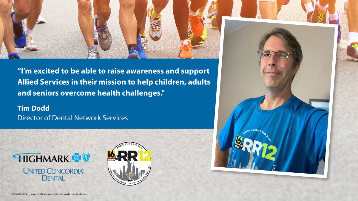 UnitedConcordia's tweet photo. Director of Dental Network Services, Tim Dodd, is running for the @AlliedServices_ Ryan's Run team at the @nycmarathon! Learn more about the race and how you can support the team: https://t.co/i5RGfRTr7h
#NYCMarathon #RyansRun https://t.co/u8QCTiBfvV