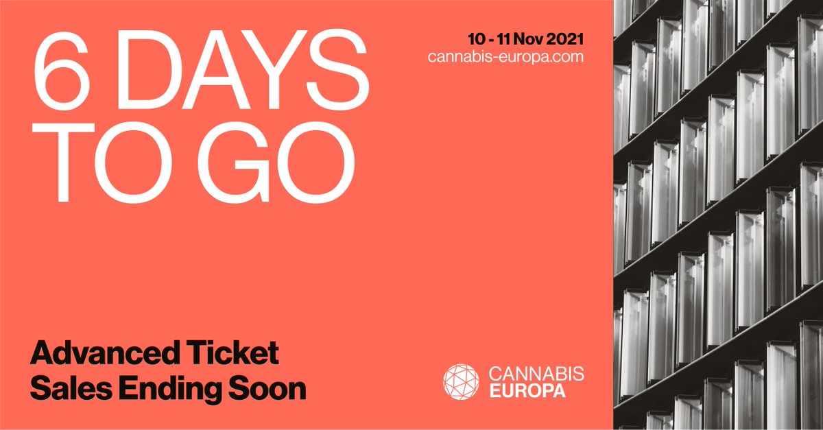 Advance Ticket sales for Cannabis Europa London end on Wednesday 27 October.

Join 300+ industry leaders, investors and entrepreneurs to push the European Cannabis market forward.

Get your ticket today and save £50 ➡️ eu1.hubs.ly/y0968n0 #LetsPushThingsForward