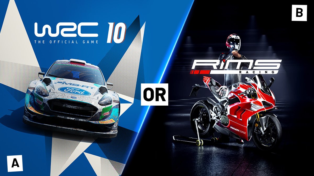 Nacon's tweet photo. When it comes to racing games, are you more #TeamMotorcycle or #TeamCar? ๐vs๐
#Nacon #WRC10 #RIMSRacing #ConfessionThursday #GameWithNacon https://t.co/F9ZtA3JeBt