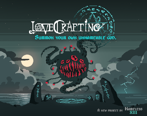 _Nameless_XIII_'s tweet photo. We are working on a new game ! It’s called 𝐋𝐨𝐯𝐞𝐜𝐫𝐚𝐟𝐭𝐢𝐧𝐠, and it’s about conducting unstable rituals to summon eldritch horrors.

It’s a small project that was originally done for the #LudumDare49. It’s a lot different than #Ashwalkers, but we hope you’ll enjoy it too! https://t.co/BRIo9MTg1I
