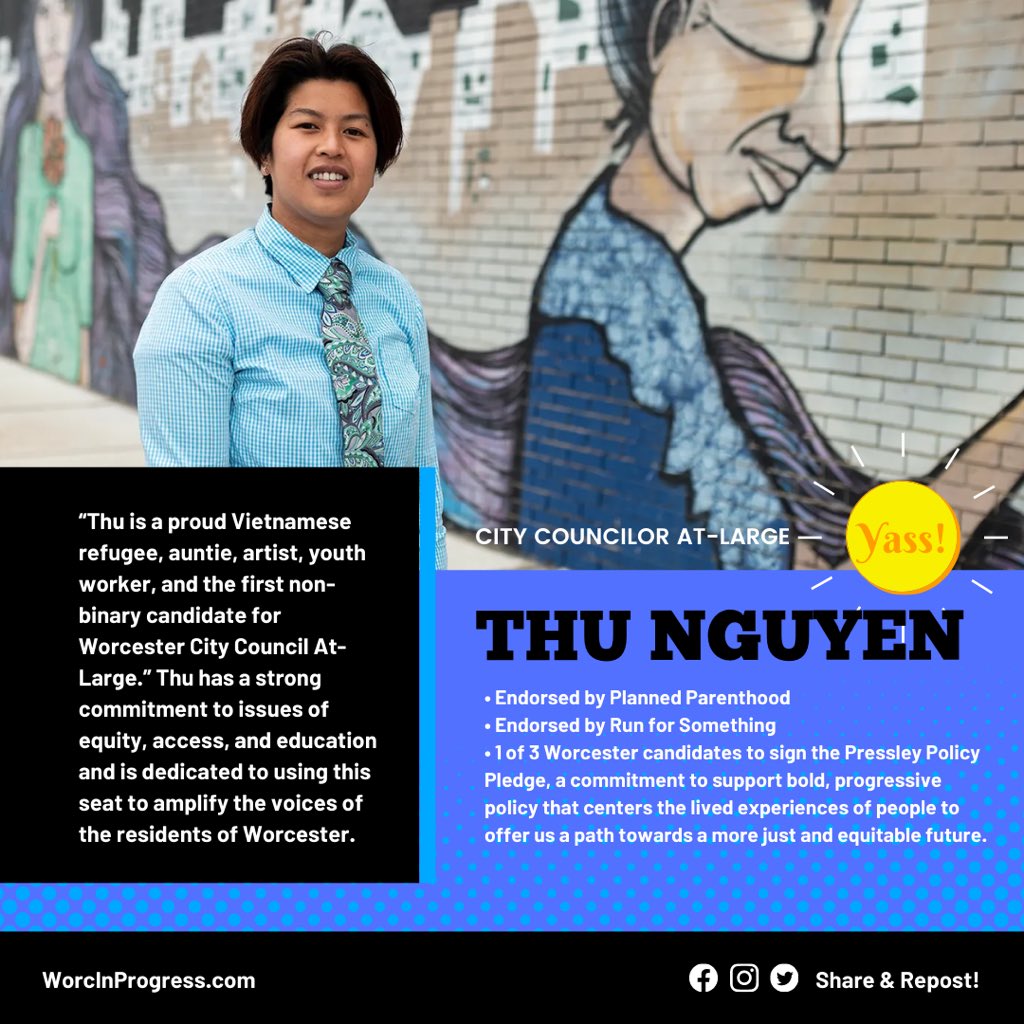WorcInProgress's tweet photo. .@vote_thu has a strong commitment to issues of equity, access, &amp; education &amp; is dedicated to using this seat to amplify the voices of the residents. #worcpoli #worcinprogress https://t.co/ibXVtcPNvN