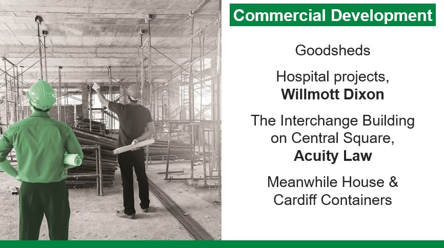Our 2021 Commercial Development Finalists are: <a href="/Goodshedsbarry/">Goodsheds</a>, Hospital projects (<a href="/WillmottDixon/">Willmott Dixon</a>), The Interchange Building on Central Square (<a href="/AcuityLaw/">Acuity Law</a>) and Meanwhile House &amp; Cardiff Containers (<a href="/HelloMeanwhile/">Meanwhile Creative</a>).  

Congratulations to all! #CardiffPropertyAwards