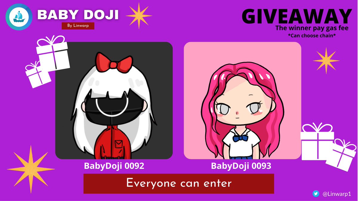 🌻 Giveaway ✨✨ 
Two random winners. 
1. #0092 [EPIC] : custom item
2. #0093 
Entries close 24th October 18PM GMT+7

RULE :
🌈Like and RT this post
🌈Follow <a href="/babydoji_NFT/">BabyDoji</a> 
🌈 Tag 3 friends  below in the comment

#NFTGiveaway #NFTTHAILAND #NFTCommmunity #NFTcollection #NFTshill