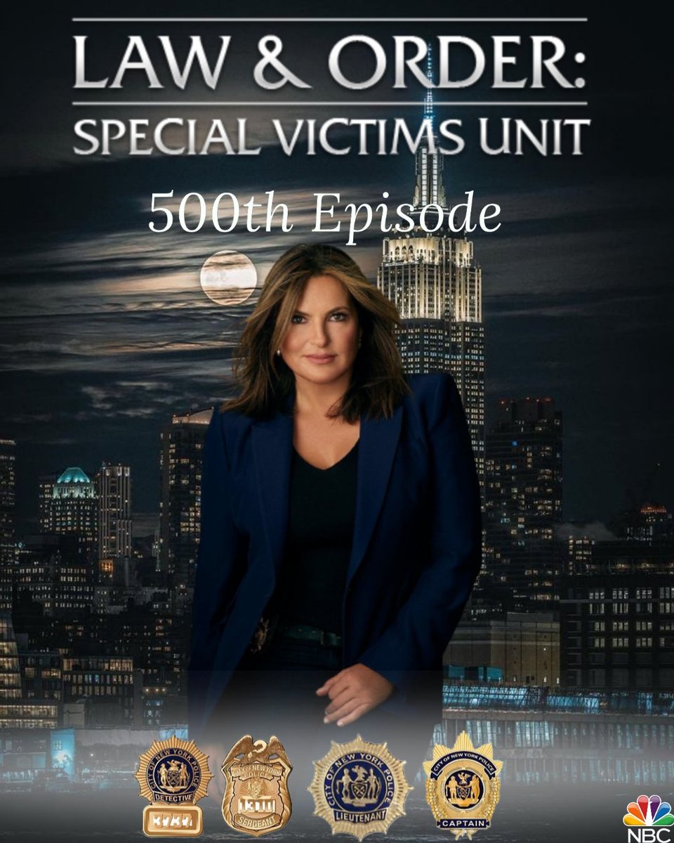 Tonight!!! The 500th Episode!!! #LawAndOrderSVU #SVU #SVU23 #SVU500 #500th  #TheseAreTheirStories #500stories #OliviaBenson #NYPD #Detective #Sergeant #Lieutenant #Captain @Mariska