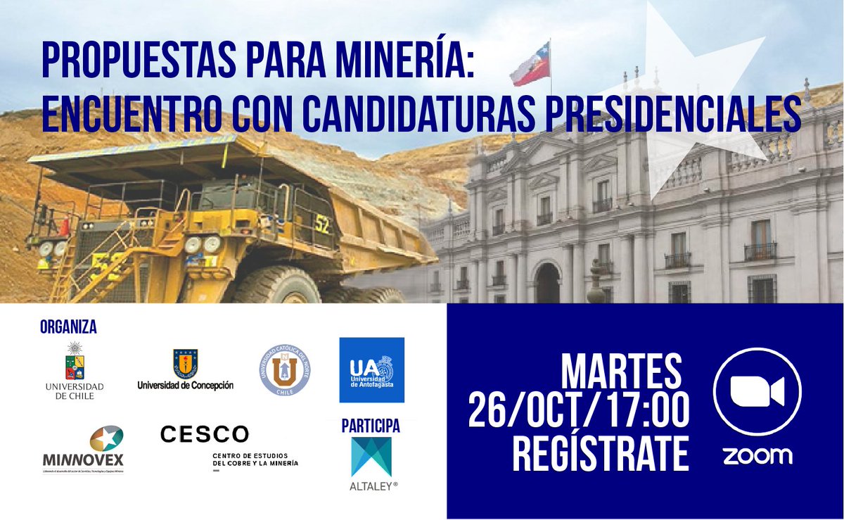 minnovex's tweet photo. Minnovex te invita a participar de "Propuesta para Minería: Encuentro con Candidaturas Presidenciables"., hemos invitado a todos los representantes de las candidaturas presidenciales. 
Regístrate en este link https://t.co/FcL5NwGmNR https://t.co/RKuQnmBMEB