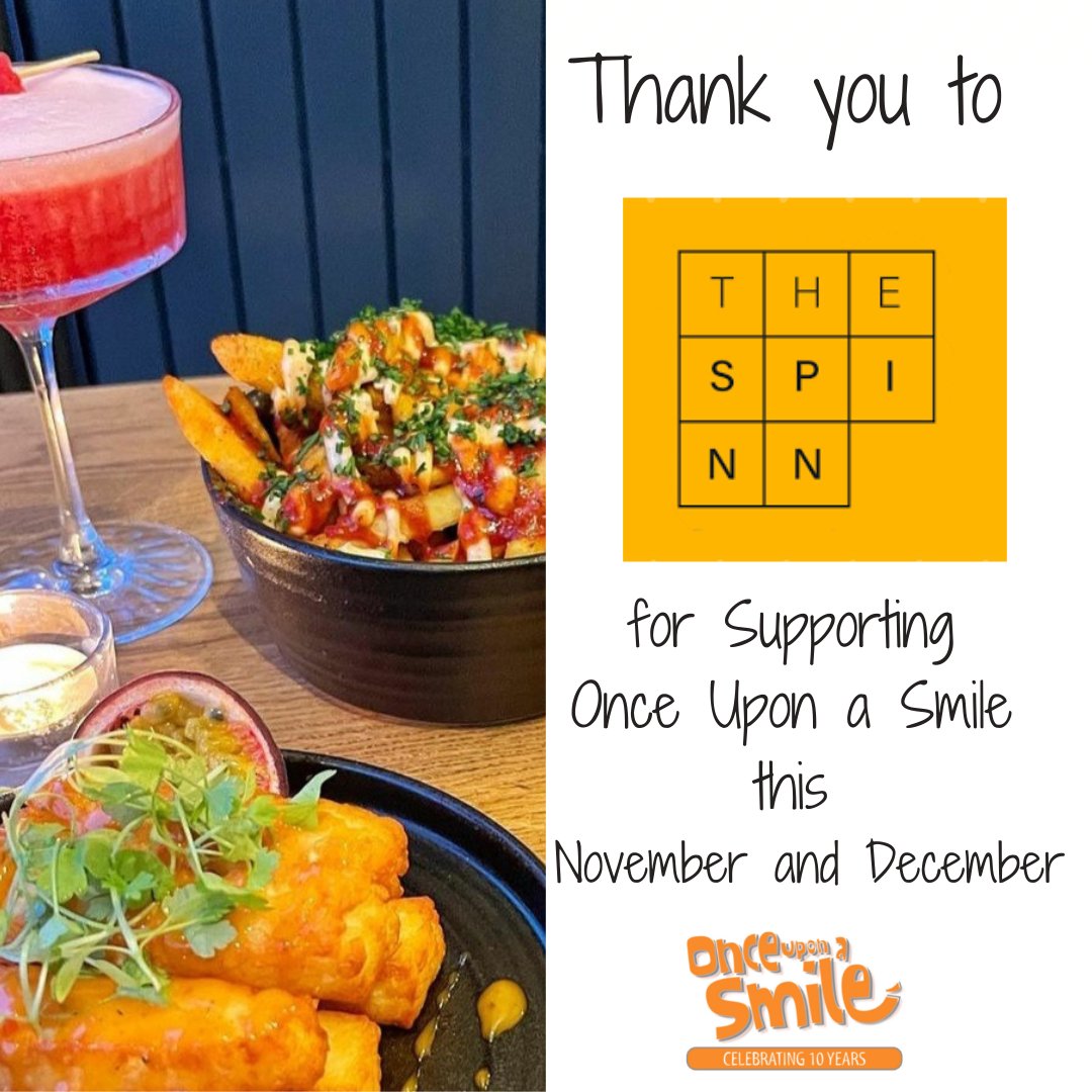 Sidley_OUAS's tweet photo. We are delighted to announce that #thespinn, Cheadle has signed up to be part of our
Eat Local, Support Local Campaign.
So get yourself down to #thespinn this November & December for some amazing food and drink & help raise funds to support Once Upon a Smile. https://t.co/sCSqApaVGF