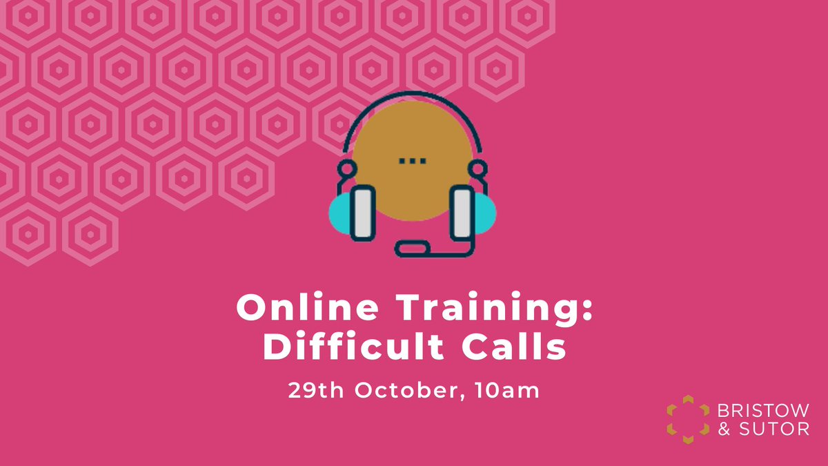 Bristow &amp; Sutor will be hosting an online #training session providing insight into emotional intelligence, telephone manner and positive call handling on the 29th October 2021 at 10am. To book your slot, please visit our website. bit.ly/3iAs50h