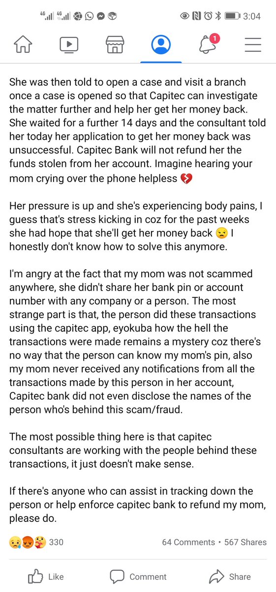 zolstir's tweet image. @CapitecBankSA You're 1 unsafe &amp;amp; unreliable bank I'll never trust with my money again. This is my mom's story. How can someone make transact in my mom's account using your stupid app on their phone without them knowing my mom's pin? I want my mom's money back #CapitecIsNotSafe